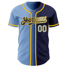 Load image into Gallery viewer, Custom Navy Light Blue-Gold Authentic Gradient Fashion Baseball Jersey
