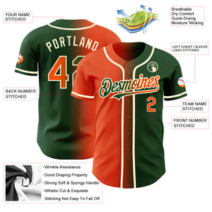 Custom Green Orange-Cream Authentic Gradient Fashion Baseball Jersey