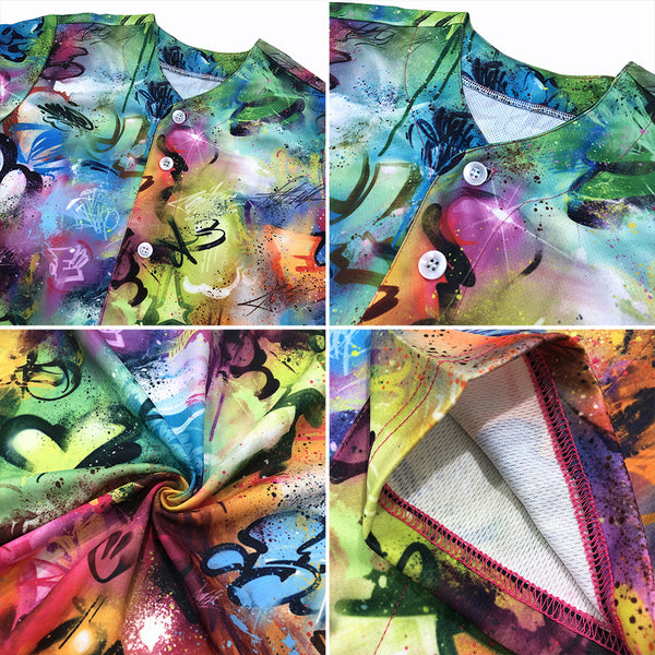 Custom Baseball Jersey 3D Pattern Design Abstract Graffiti Authentic Men's Size:XL