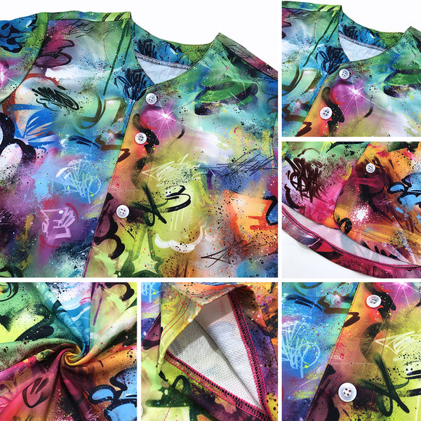 Custom Baseball Jersey 3D Pattern Design Abstract Graffiti Authentic Men's Size:XL