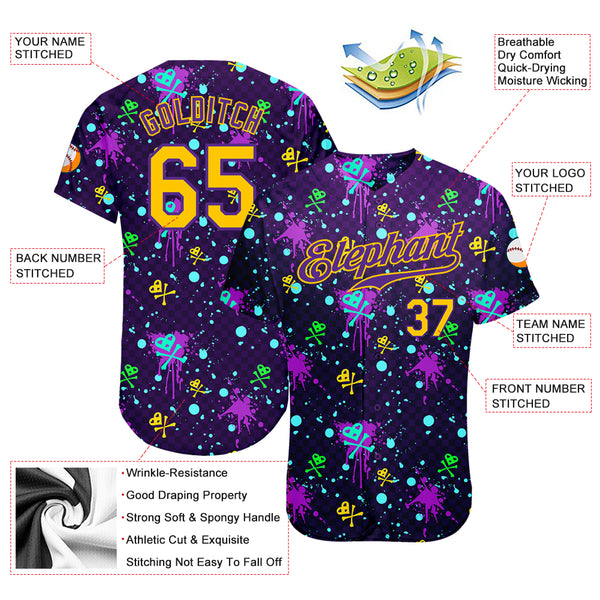 Custom Baseball Jersey Cardinal Yellow 3D Pattern Design Horse Authentic Youth Size:M