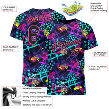 Load image into Gallery viewer, Custom Graffiti Pattern Black-Pink 3D Creative Hearts Stars Geometric Figures Performance T-Shirt
