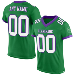 Custom Grass Green White-Purple Mesh Authentic Football Jersey