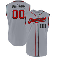 Load image into Gallery viewer, Custom Gray Red-Black Authentic Sleeveless Baseball Jersey
