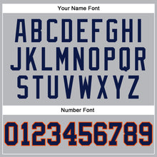 Load image into Gallery viewer, Custom Gray Navy Pinstripe Navy-Orange Authentic Basketball Jersey
