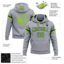 Load image into Gallery viewer, Custom Stitched Gray Neon Green-Navy Football Pullover Sweatshirt Hoodie
