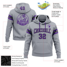 Load image into Gallery viewer, Custom Stitched Gray Purple-Black Football Pullover Sweatshirt Hoodie
