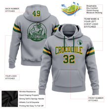 Load image into Gallery viewer, Custom Stitched Gray Green-Gold Football Pullover Sweatshirt Hoodie
