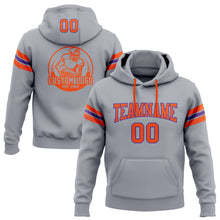 Load image into Gallery viewer, Custom Stitched Gray Orange-Purple Football Pullover Sweatshirt Hoodie
