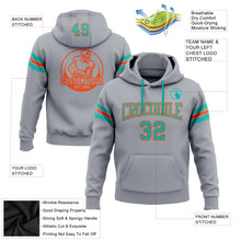 Load image into Gallery viewer, Custom Stitched Gray Aqua-Orange Football Pullover Sweatshirt Hoodie
