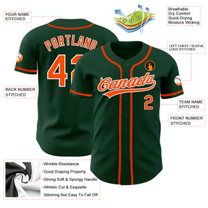 Custom Green Orange-White Authentic Baseball Jersey