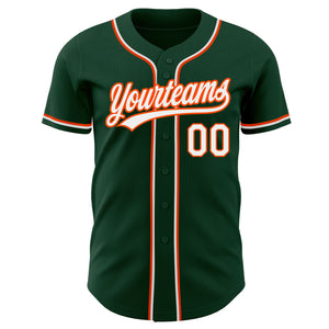 Custom Green White-Orange Authentic Baseball Jersey