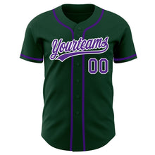 Load image into Gallery viewer, Custom Green Purple-White Authentic Baseball Jersey
