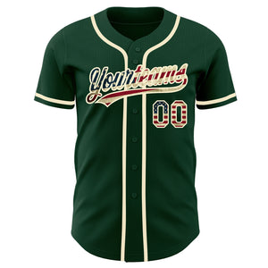 Custom Green Vintage USA Flag-Cream Authentic Baseball Jersey