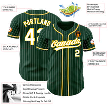 Load image into Gallery viewer, Custom Green White Pinstripe White-Gold Authentic Baseball Jersey
