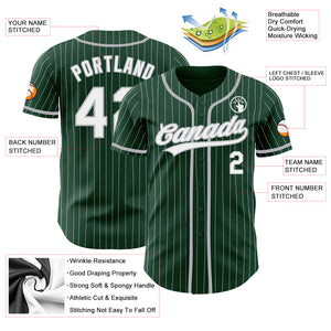 Custom Green White Pinstripe Gray Authentic Baseball Jersey