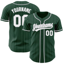 Load image into Gallery viewer, Custom Green White Pinstripe Gray Authentic Baseball Jersey
