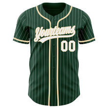 Load image into Gallery viewer, Custom Green White Pinstripe City Cream Authentic Baseball Jersey
