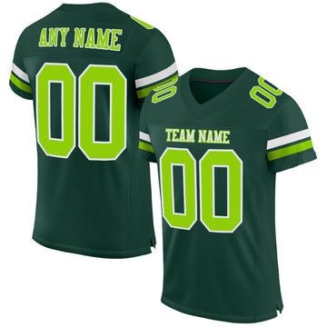 Custom Green Neon Green-White Mesh Authentic Football Jersey