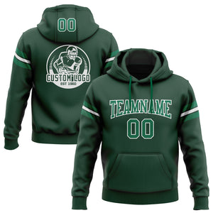 Custom Stitched Green Kelly Green-White Football Pullover Sweatshirt Hoodie