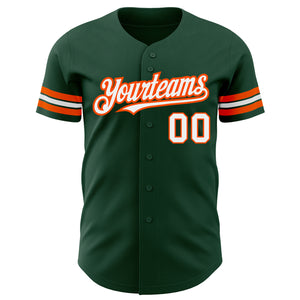 Custom Green White-Orange Authentic Baseball Jersey