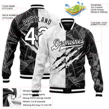 Load image into Gallery viewer, Custom Graffiti Pattern White-Black Scratch 3D Bomber Full-Snap Varsity Letterman Jacket
