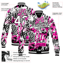 Load image into Gallery viewer, Custom Graffiti Pattern White-Black Scratch 3D Bomber Full-Snap Varsity Letterman Jacket
