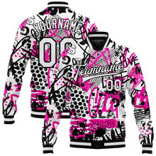 Load image into Gallery viewer, Custom Graffiti Pattern White-Black Scratch 3D Bomber Full-Snap Varsity Letterman Jacket
