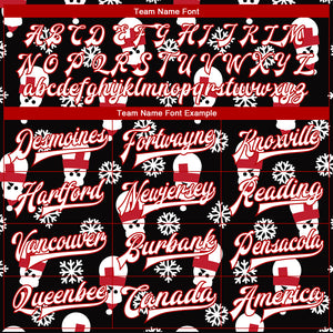 Custom Black White-Red Christmas 3D Bomber Full-Snap Varsity Letterman Jacket