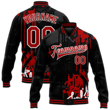 Load image into Gallery viewer, Custom Graffiti Pattern Red-Black Dark Abstract Urban Street Art 3D Bomber Full-Snap Varsity Letterman Jacket
