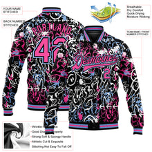 Load image into Gallery viewer, Custom Graffiti Pattern Pink-Light Blue Abstract Grunge Art 3D Bomber Full-Snap Varsity Letterman Jacket
