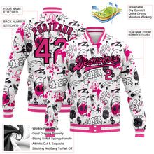 Load image into Gallery viewer, Custom Graffiti Pattern Pink-Black Abstract Grunge Art 3D Bomber Full-Snap Varsity Letterman Jacket

