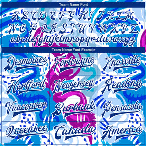 Custom Graffiti Pattern Royal-White Abstract Hand Drawn 3D Bomber Full-Snap Varsity Letterman Jacket