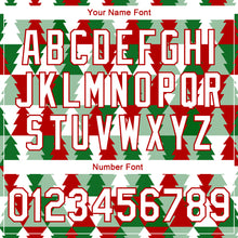 Load image into Gallery viewer, Custom Kelly Green White-Red Christmas Tree 3D Bomber Full-Snap Varsity Letterman Jacket
