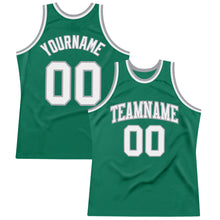 Load image into Gallery viewer, Custom Kelly Green White-Gray Authentic Throwback Basketball Jersey
