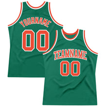 Load image into Gallery viewer, Custom Kelly Green Orange-White Authentic Throwback Basketball Jersey
