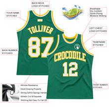 Load image into Gallery viewer, Custom Kelly Green White-Gold Authentic Throwback Basketball Jersey
