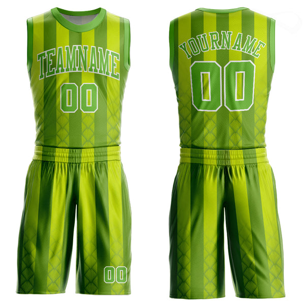 Custom Team Neon Green Basketball Authentic Red Throwback Jersey Hunter  Green