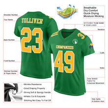 Load image into Gallery viewer, Custom Grass Green Gold-White Mesh Authentic Football Jersey
