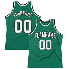 Load image into Gallery viewer, Custom Kelly Green White-Black Authentic Throwback Basketball Jersey
