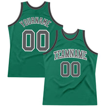 Load image into Gallery viewer, Custom Kelly Green Steel Gray-White Authentic Throwback Basketball Jersey
