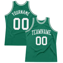 Load image into Gallery viewer, Custom Kelly Green White Authentic Throwback Basketball Jersey
