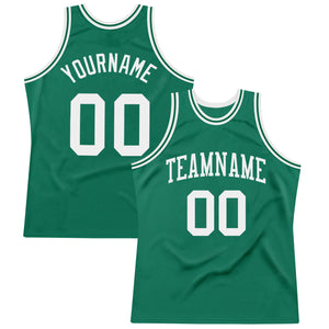 Custom Kelly Green White Authentic Throwback Basketball Jersey