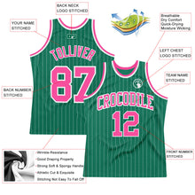 Load image into Gallery viewer, Custom Kelly Green White Pinstripe Pink Authentic Basketball Jersey
