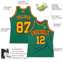 Load image into Gallery viewer, Custom Kelly Green Gold-Red Authentic Throwback Basketball Jersey
