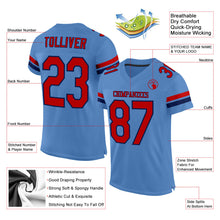 Load image into Gallery viewer, Custom Light Blue Red-Navy Mesh Authentic Football Jersey
