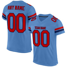 Load image into Gallery viewer, Custom Light Blue Red-Navy Mesh Authentic Football Jersey
