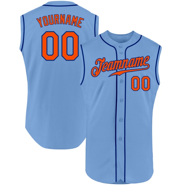 Custom Light Blue Orange-Royal Authentic Sleeveless Baseball Jersey Fast  Shipping – FiitgCustom