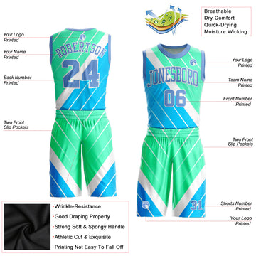 Custom Royal Neon Green-White Music Festival Round Neck Sublimation  Basketball Suit Jersey