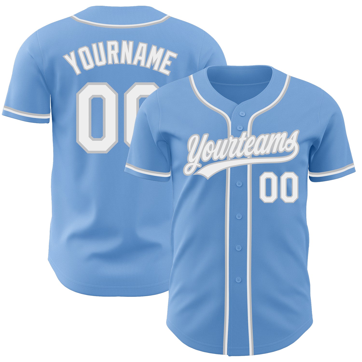 Custom Name Grey Light Blue White Baseball Jerseys Shirt - Freedomdesign